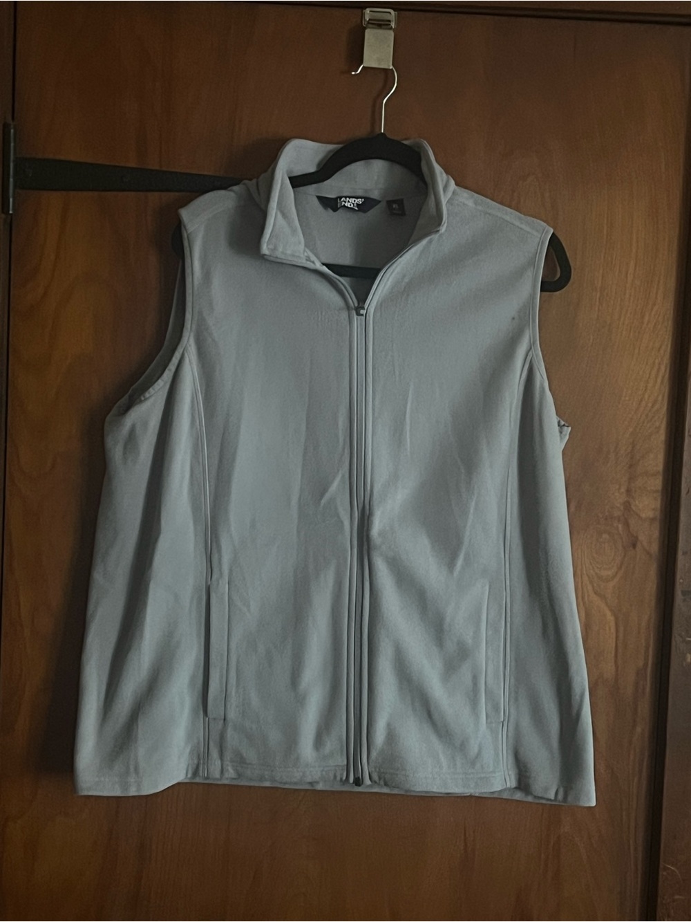 Lands' End Light Gray woman’s Full-Zip Fleece Vest